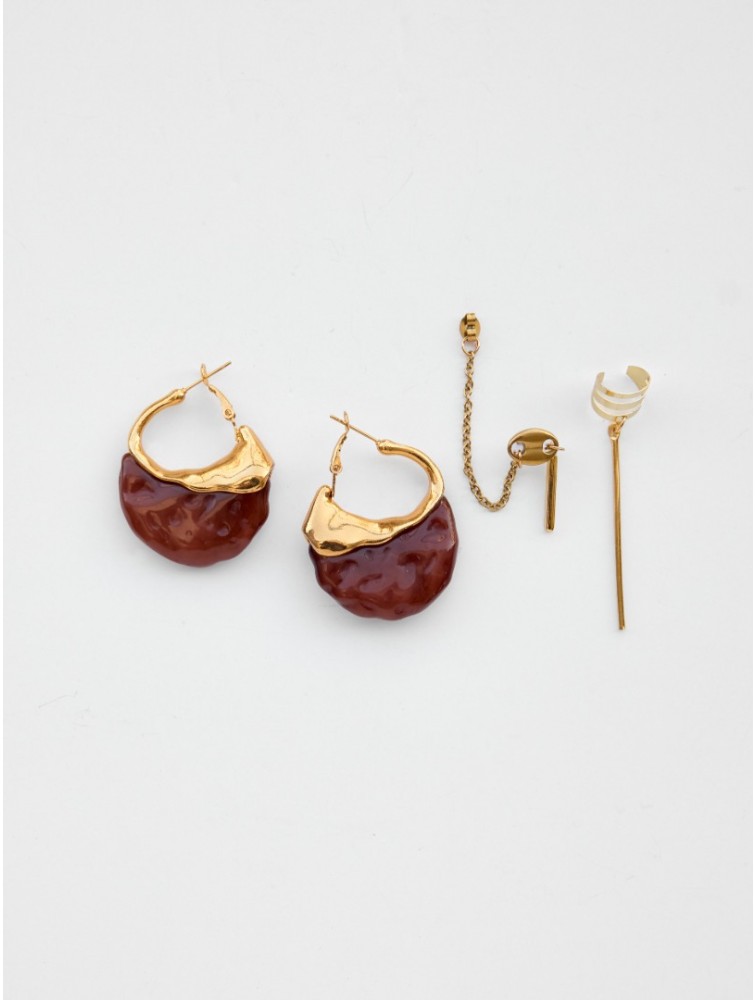 KALEIDO Honey Love Earrings Επιχρυσωμένα Σκουλαρίκια από Ανοξείδωτο Ατσάλι