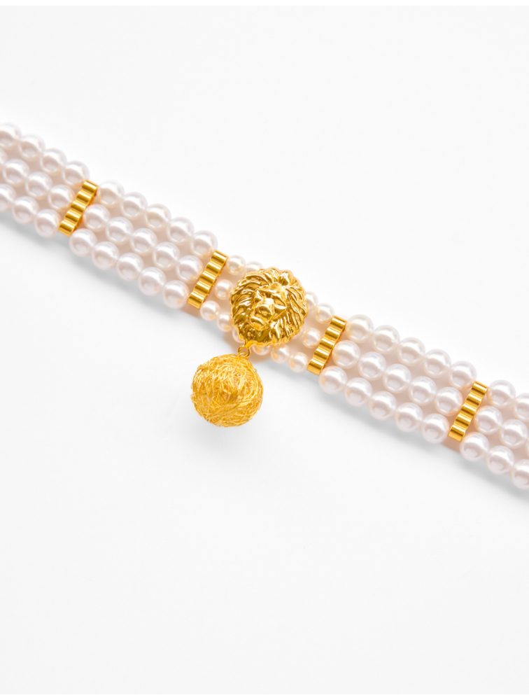 KALEIDO Leon Necklace Επιχρυσωμένο κολιέ από Ορείχαλκο και Πέρλες