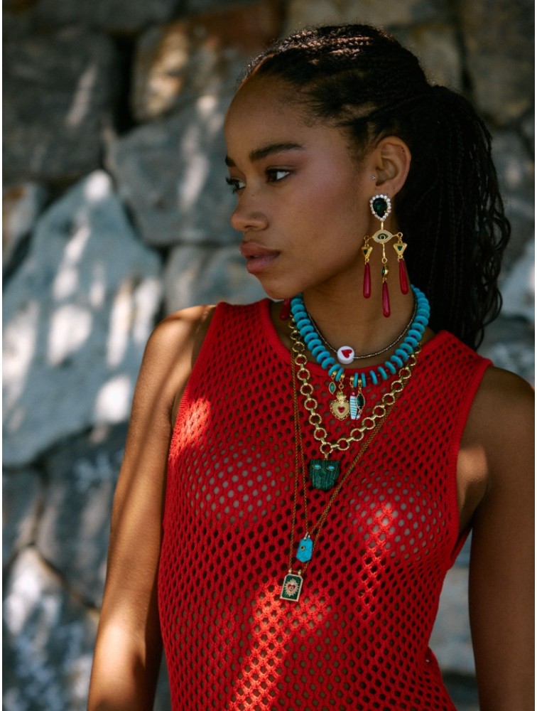 KALEIDO La Sangre Earrings Επιχρυσωμένα Σκουλαρίκια από Ορείχαλκο