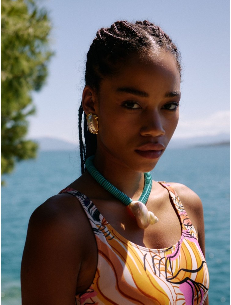 KALEIDO Lido Necklace Γαλάζιο Κολιέ με Κοχύλι