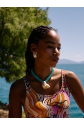 KALEIDO Lido Necklace Γαλάζιο Κολιέ με Κοχύλι
