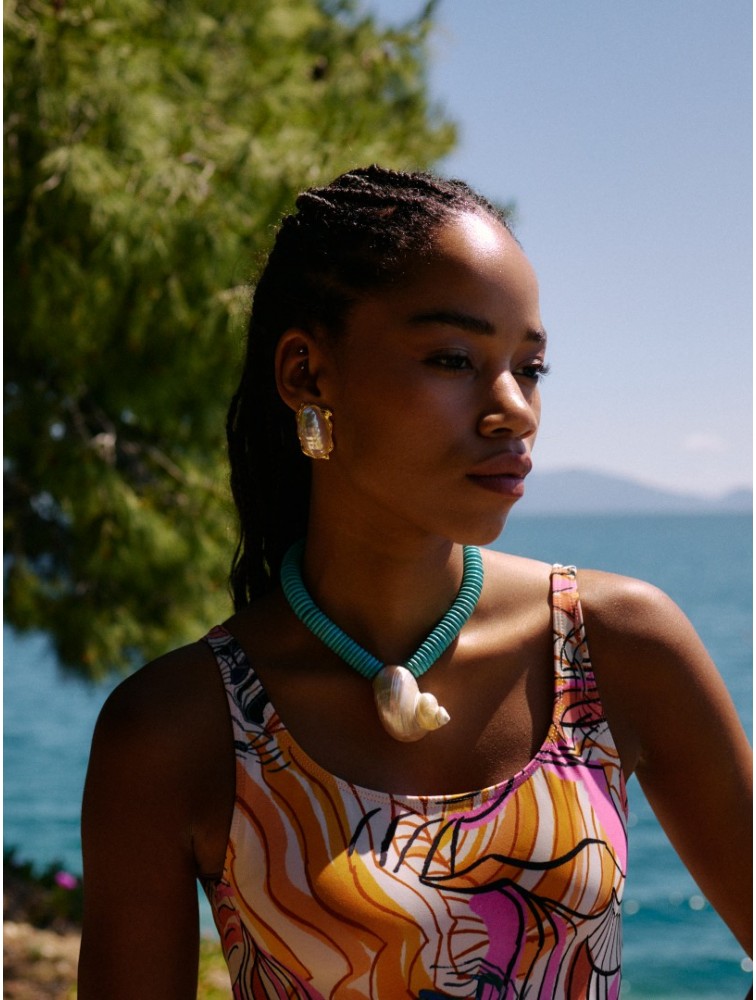 KALEIDO Lido Necklace Γαλάζιο Κολιέ με Κοχύλι