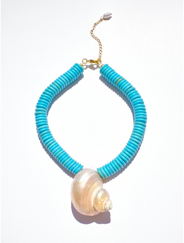 KALEIDO Lido Necklace Γαλάζιο Κολιέ με Κοχύλι
