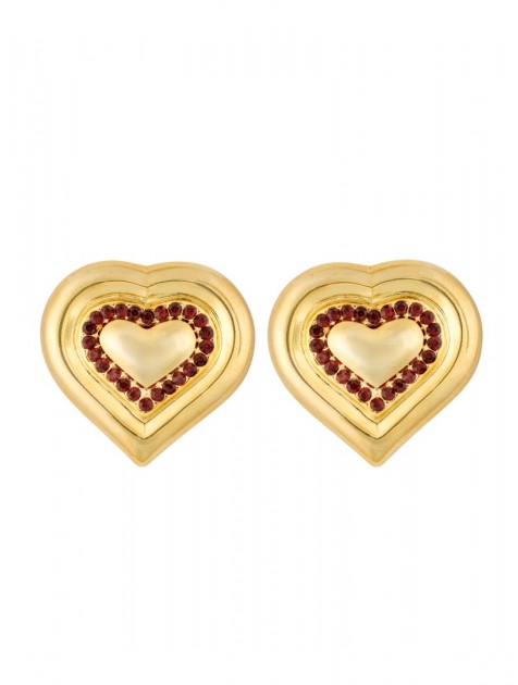 KALEIDO MARGOT Earrings Red Χρυσά Σκουλαρίκια με κόκκινα στρας