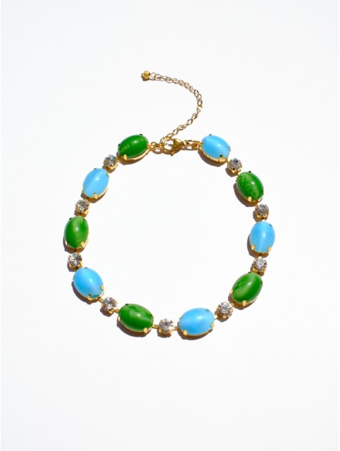 KALEIDO Marbella Necklace Πράσινο Γαλάζιο Επιχρυσωμένο Κολιέ από Ανοξείδωτο Ατσάλι