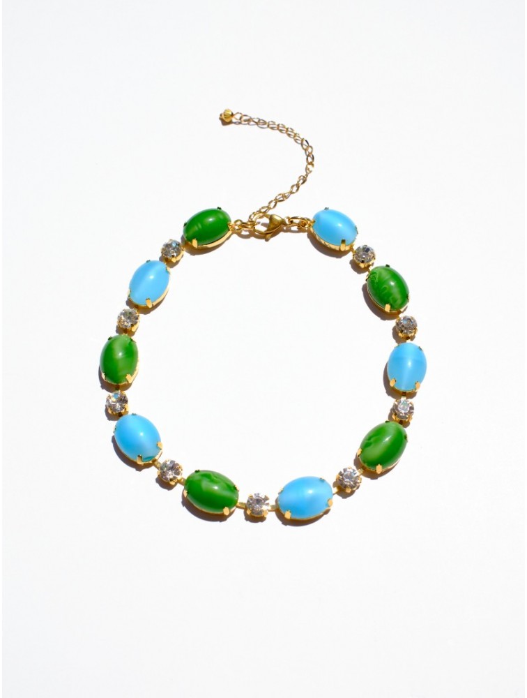 KALEIDO Marbella Necklace Πράσινο Γαλάζιο Επιχρυσωμένο Κολιέ από Ανοξείδωτο Ατσάλι