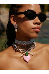 KALEIDO Milagros Necklace Επάργυρο Κολιέ από Ανοξείδωτο Ατσάλι και Δαντέλα