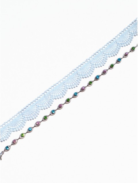 KALEIDO Milagros Necklace Επάργυρο Κολιέ από Ανοξείδωτο Ατσάλι και Δαντέλα