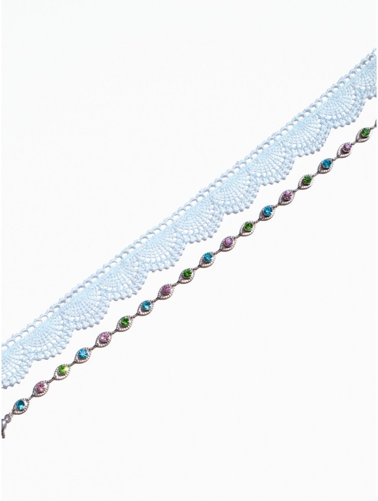 KALEIDO Milagros Necklace Επάργυρο Κολιέ από Ανοξείδωτο Ατσάλι και Δαντέλα