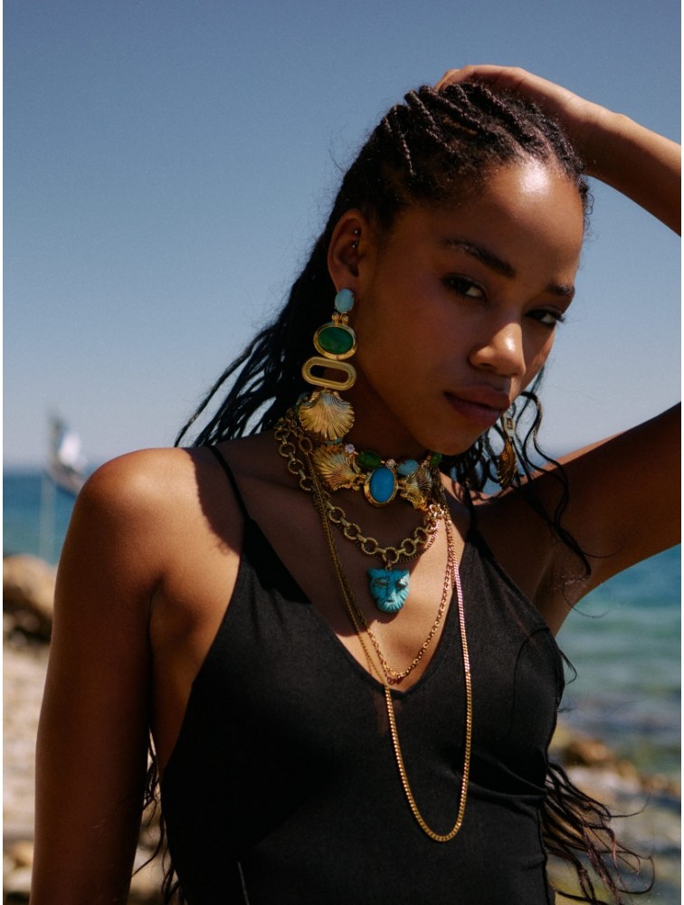 KALEIDO Nacar Earrings Επιχρυσωμένα Σκουλαρίκια από Ορείχαλκο