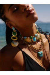 KALEIDO Nacar Earrings Επιχρυσωμένα Σκουλαρίκια από Ορείχαλκο