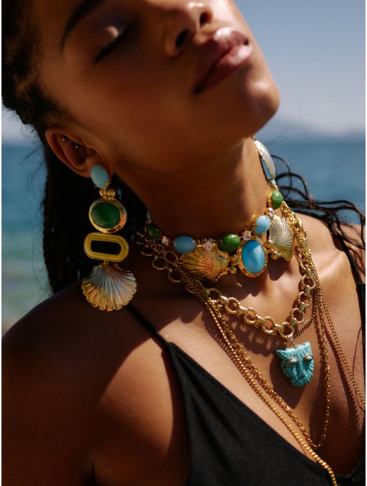 KALEIDO Nacar Earrings Επιχρυσωμένα Σκουλαρίκια από Ορείχαλκο