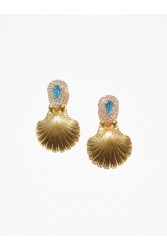 KALEIDO Ocean Muse Earrings Gold Aqua Gold Plated Brass Earrings