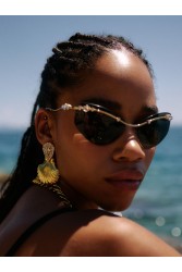 KALEIDO Ocean Muse Earrings Gold Crystal Επιχρυσωμένα Σκουλαρίκια από Ορείχαλκο
