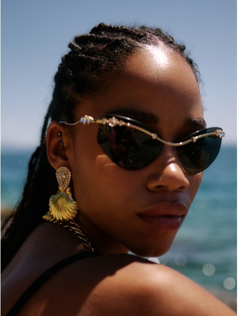 KALEIDO Ocean Muse Earrings Gold Crystal Επιχρυσωμένα Σκουλαρίκια από Ορείχαλκο