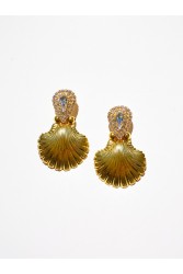 KALEIDO Ocean Muse Earrings Gold Crystal Επιχρυσωμένα Σκουλαρίκια από Ορείχαλκο