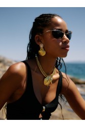 KALEIDO Ocean Muse Earrings Gold Crystal Επιχρυσωμένα Σκουλαρίκια από Ορείχαλκο
