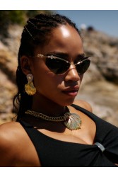 KALEIDO Ocean Muse Earrings Gold Crystal Επιχρυσωμένα Σκουλαρίκια από Ορείχαλκο