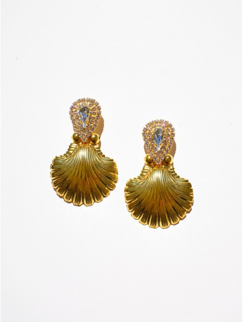 KALEIDO Ocean Muse Earrings Gold Crystal Επιχρυσωμένα Σκουλαρίκια από Ορείχαλκο