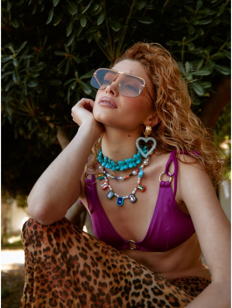 KALEIDO PHOEBE Necklace Πολύχρωμο κολιέ με ακρυλικές χάντρες
