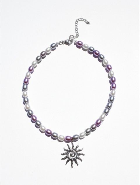 KALEIDO Pearl of Dusk Necklace Επάργυρο Κολιέ από Ανοξείδωτο Ατσάλι