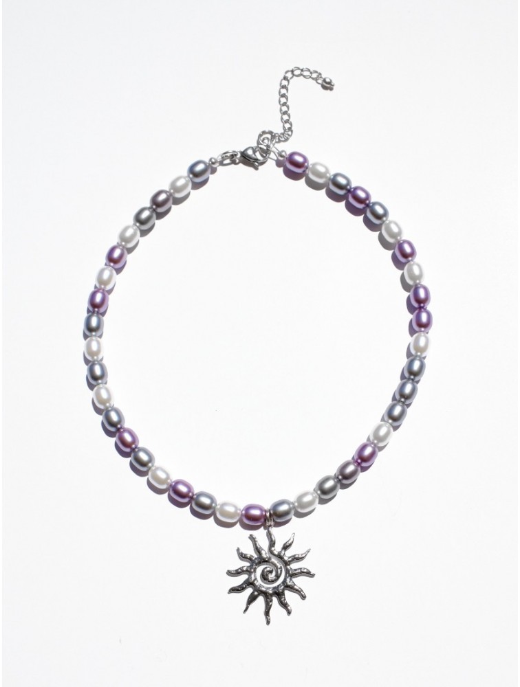 KALEIDO Pearl of Dusk Necklace Επάργυρο Κολιέ από Ανοξείδωτο Ατσάλι