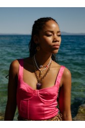 KALEIDO Pepecito Necklace Επιχρυσωμένο Κολιέ από Ανοξείδωτο Ατσάλι και Πέρλες