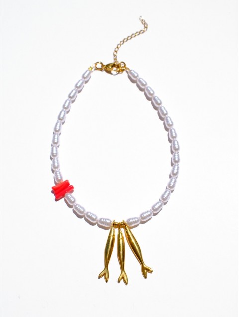 KALEIDO Pepecito Necklace Επιχρυσωμένο Κολιέ από Ανοξείδωτο Ατσάλι και Πέρλες