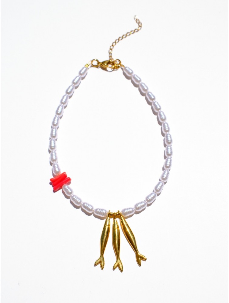 KALEIDO Pepecito Necklace Επιχρυσωμένο Κολιέ από Ανοξείδωτο Ατσάλι και Πέρλες