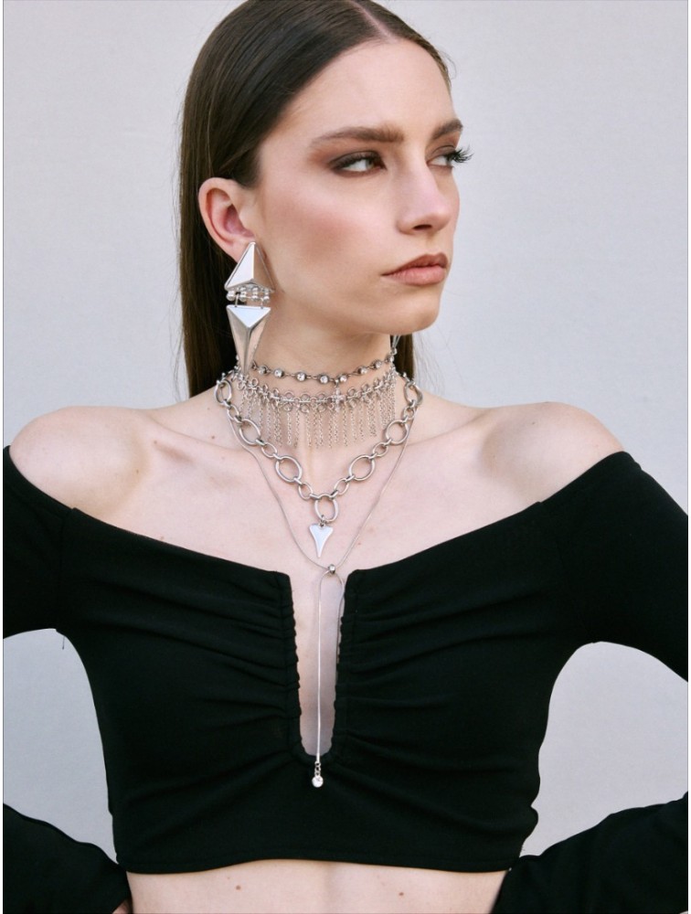 KALEIDO Pulse Necklace Silver Επάργυρο Κολιέ από Ανοξείδωτο Ατσάλι