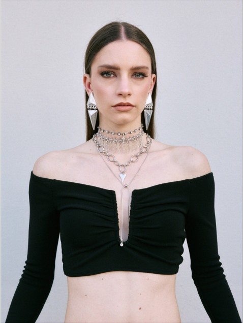 KALEIDO Pulse Necklace Silver Επάργυρο Κολιέ από Ανοξείδωτο Ατσάλι