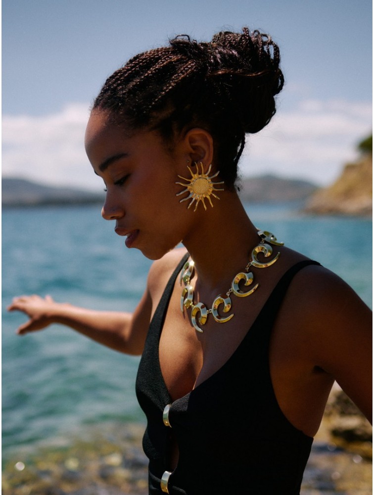KALEIDO Raggio Earrings Gold Επιχρυσωμένα Σκουλαρίκια από Ορείχαλκο