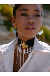 KALEIDO Silencio Necklace Tζιν Κολιέ με Μεταλλική Καρφίτσα