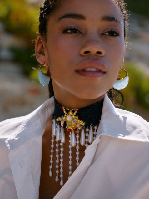 KALEIDO Silencio Necklace Tζιν Κολιέ με Μεταλλική Καρφίτσα