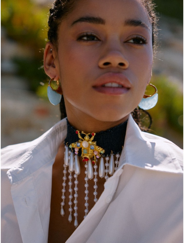 KALEIDO Silencio Necklace Tζιν Κολιέ με Μεταλλική Καρφίτσα