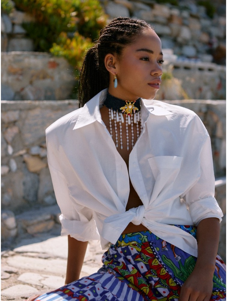 KALEIDO Silencio Necklace Tζιν Κολιέ με Μεταλλική Καρφίτσα