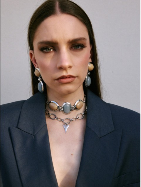 KALEIDO Silver Haze Choker Επάργυρο Κολιέ από Ορείχαλκο