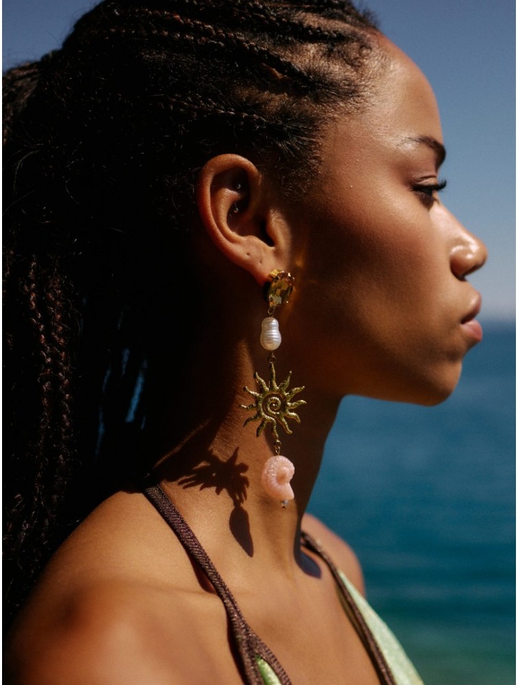 KALEIDO Tahiti Earrings Επιχρυσωμένα Σκουλαρίκια από Ανοξείδωτο Ατσάλι