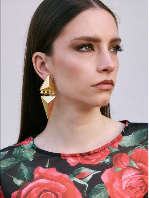 KALEIDO Totem Earrings Gold Επιχρυσωμένα  Σκουλαρίκια από Ορείχαλκο