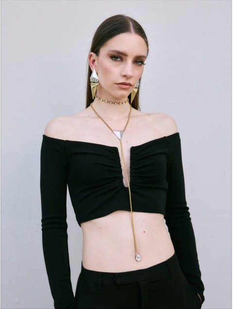 KALEIDO Trinity Drop Necklace Επιχρυσωμένο κολιέ από Ανοξείδωτο Ατσάλι