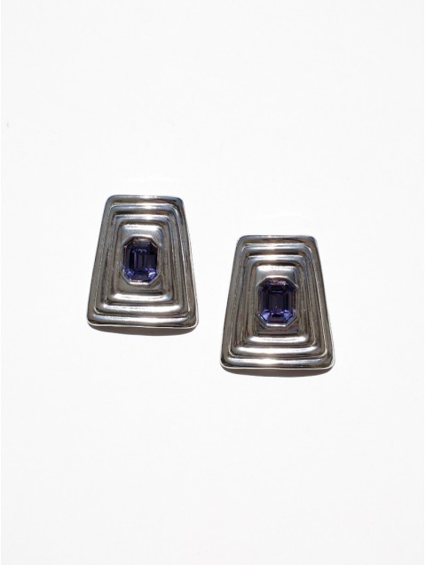 KALEIDO Velvet Violet Earrings Επάργυρα Σκουλαρίκια από Ορείχαλκο