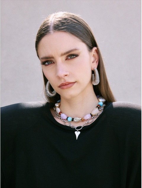 KALEIDO Whirl Earrings Silver Επάργυρα Σκουλαρίκια από Ορείχαλκο