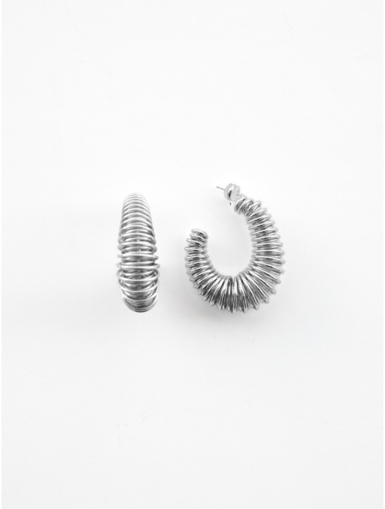 KALEIDO Whirl Earrings Silver Επάργυρα Σκουλαρίκια από Ορείχαλκο