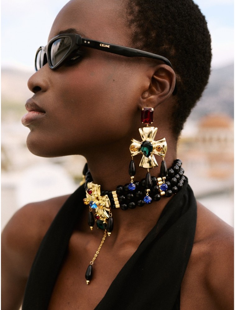 KALEIDO Veronique Earrings Χρυσά Σκουλαρίκια από Ορείχαλκο