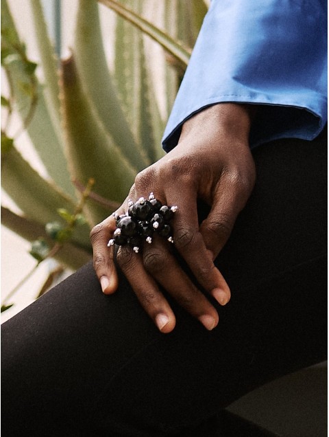 KALEIDO Black Orbit Ring Μαύρο Δαχτυλίδι από Επάργυρο Ορείχαλκο 