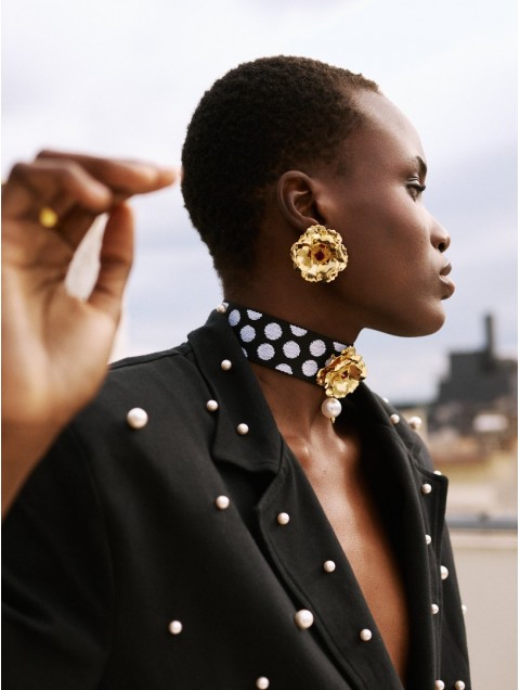 KALEIDO Moonflower Earrings Σκουλαρίκια Επιχρυσωμένα από Ορείχαλκο 