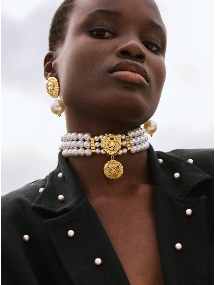 KALEIDO Leon Necklace Επιχρυσωμένο κολιέ από Ορείχαλκο και Πέρλες