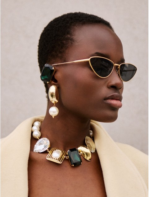 KALEIDO Reina Earrings Χρυσά Σκουλαρίκια από Ορείχαλκο 