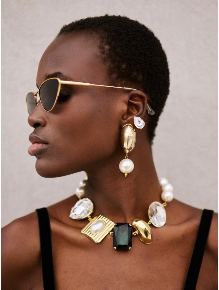 KALEIDO Reina Earrings Χρυσά Σκουλαρίκια από Ορείχαλκο