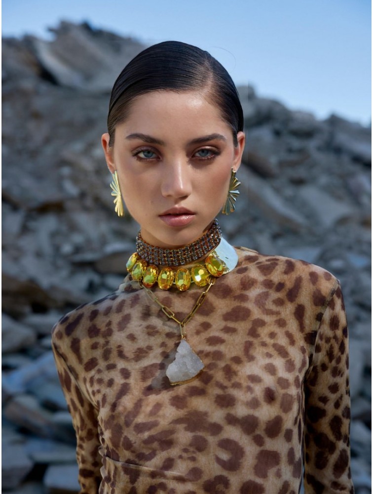 KALEIDO HONESTY Necklace Χρυσό Κολιέ με στρας